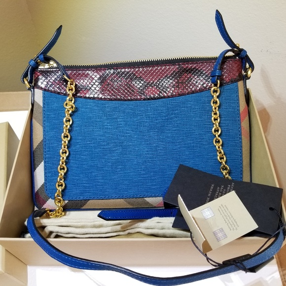 BURBERRY Leather, House Check And Snakeskin Clutc - Picture 2 of 7